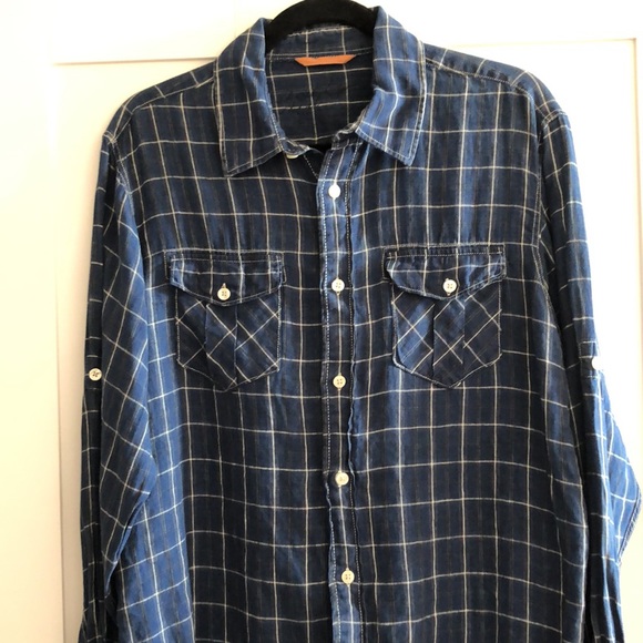 100% Linen Casual Plaid Shirt - Picture 3 of 5